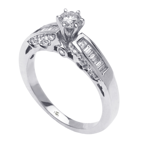 14K White Gold Diamond Engagement Ring