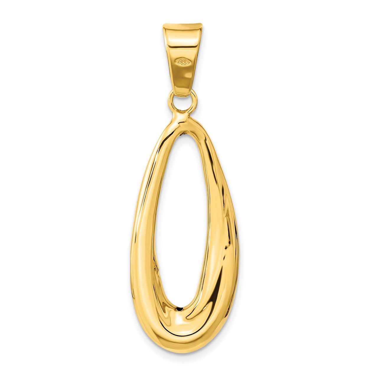 14k Polished Hollow Oval Pendant-3