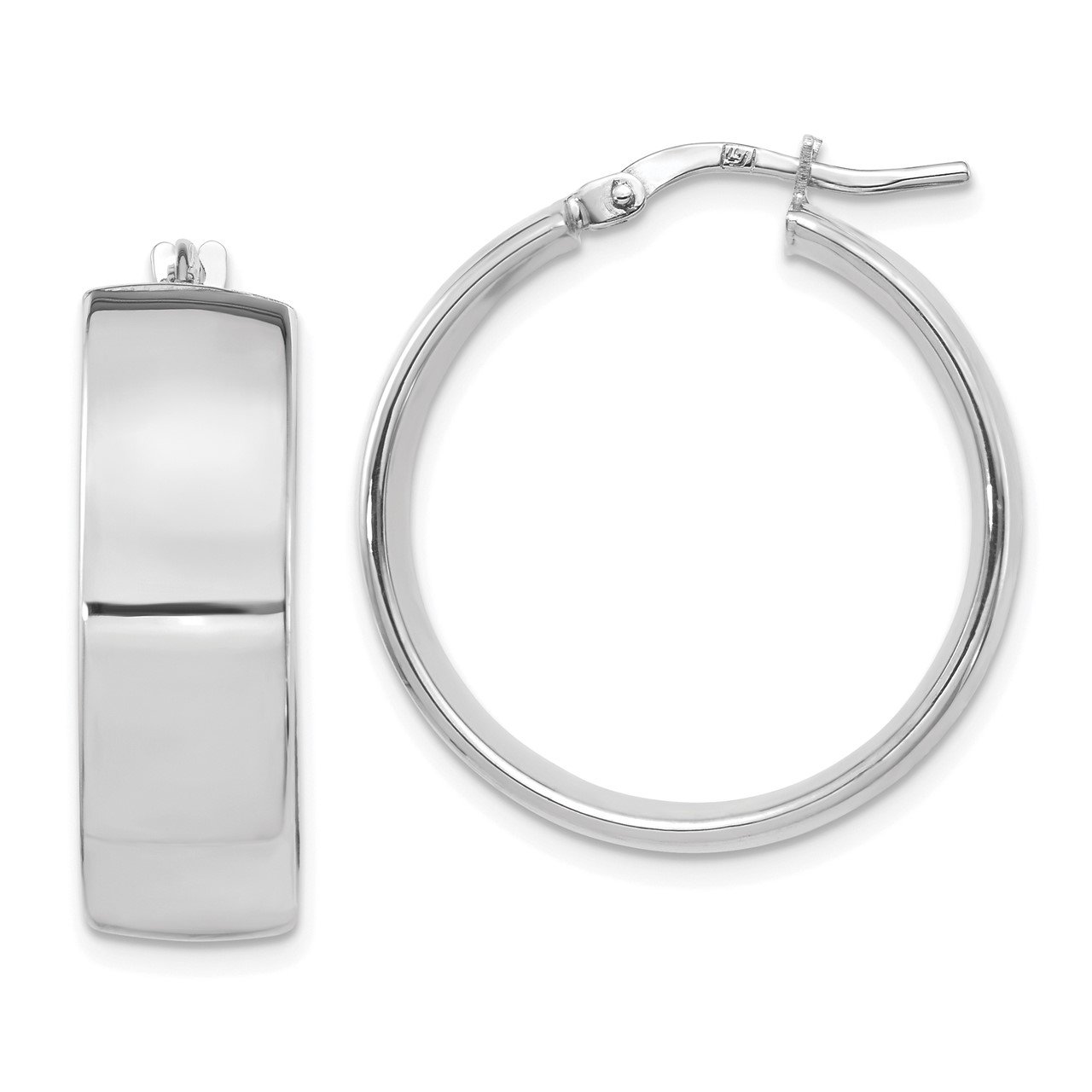 Leslie's 14K White 8mm High Polished Hoop Earrings