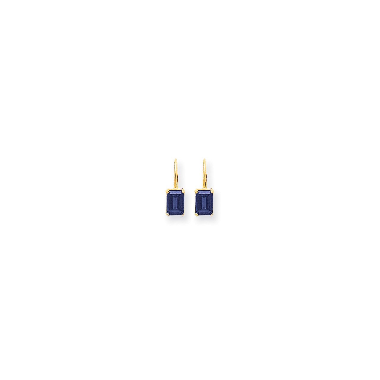 14k 7x5mm Emerald Cut Sapphire earring