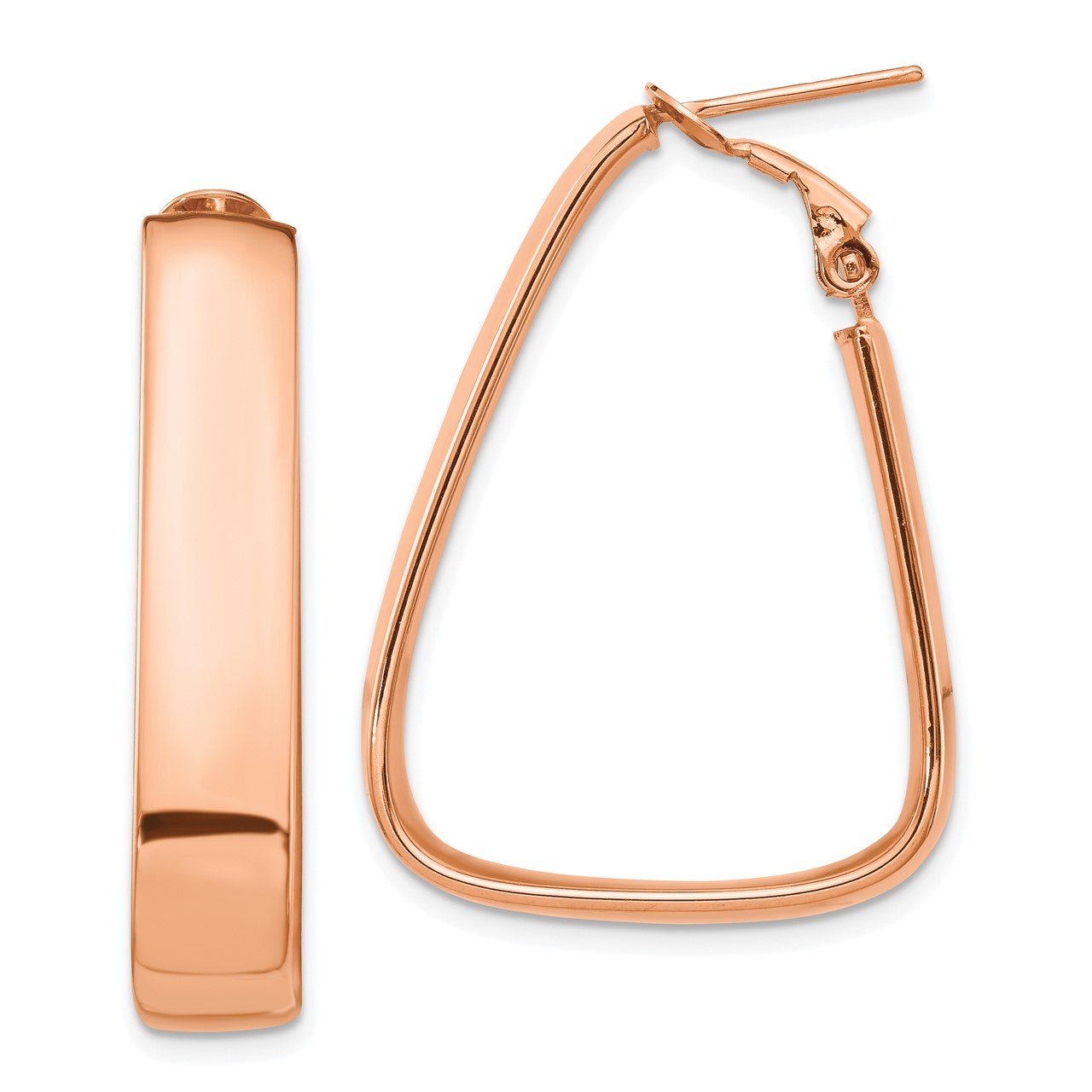 Leslie's 14K Rose Gold 6.75mm Triangle Omega Back Hoop Earrings