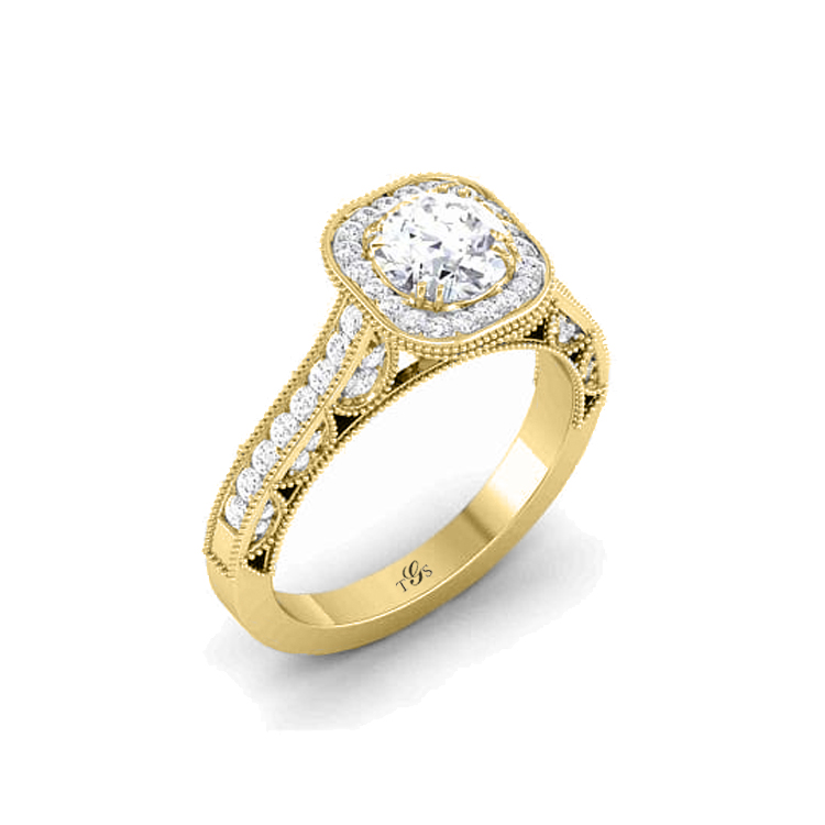 14K Gold (Rose, White, Yellow) Halo Style Engagement Ring (center stone not included)-3