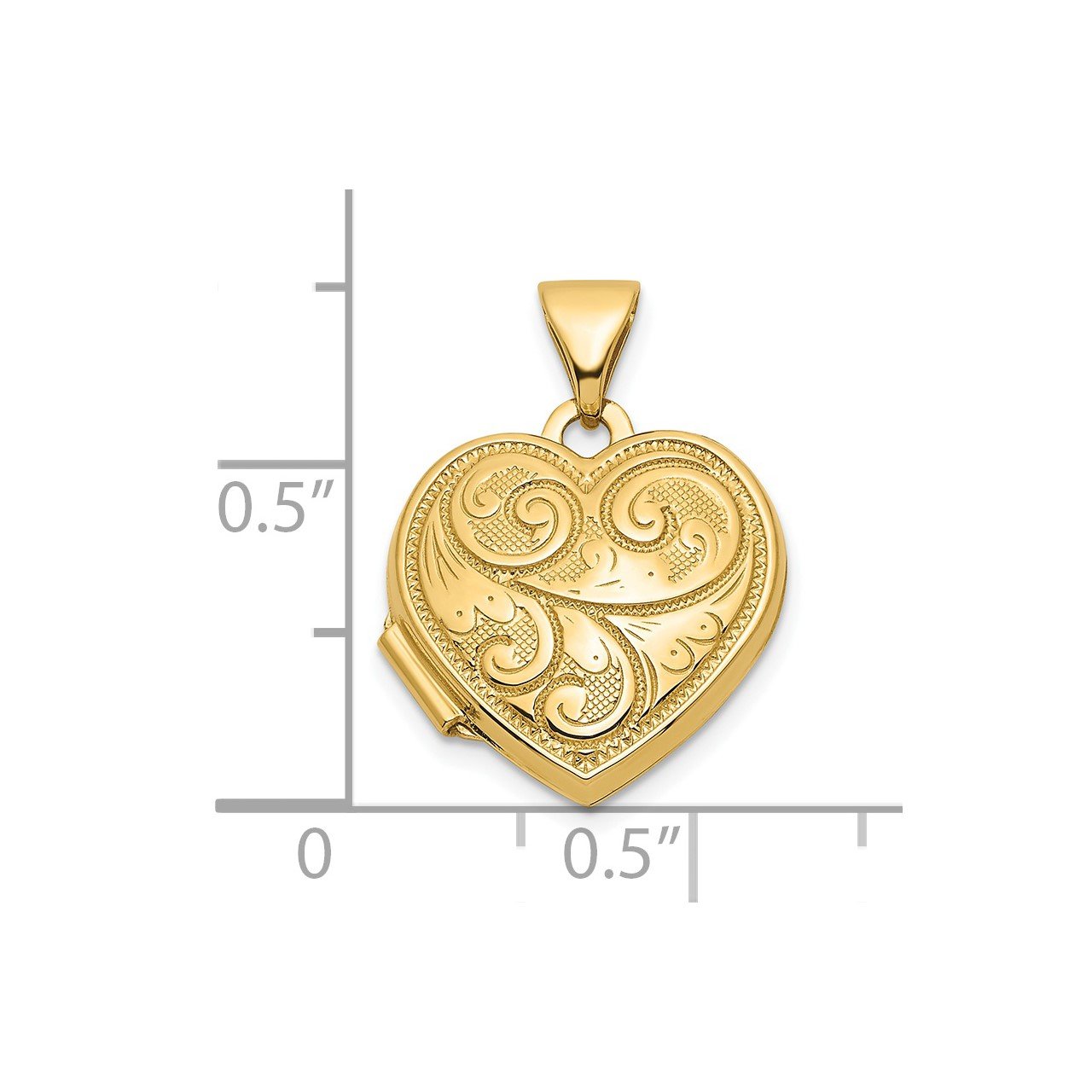 14k Swirl Design 15mm Heart Locket-2