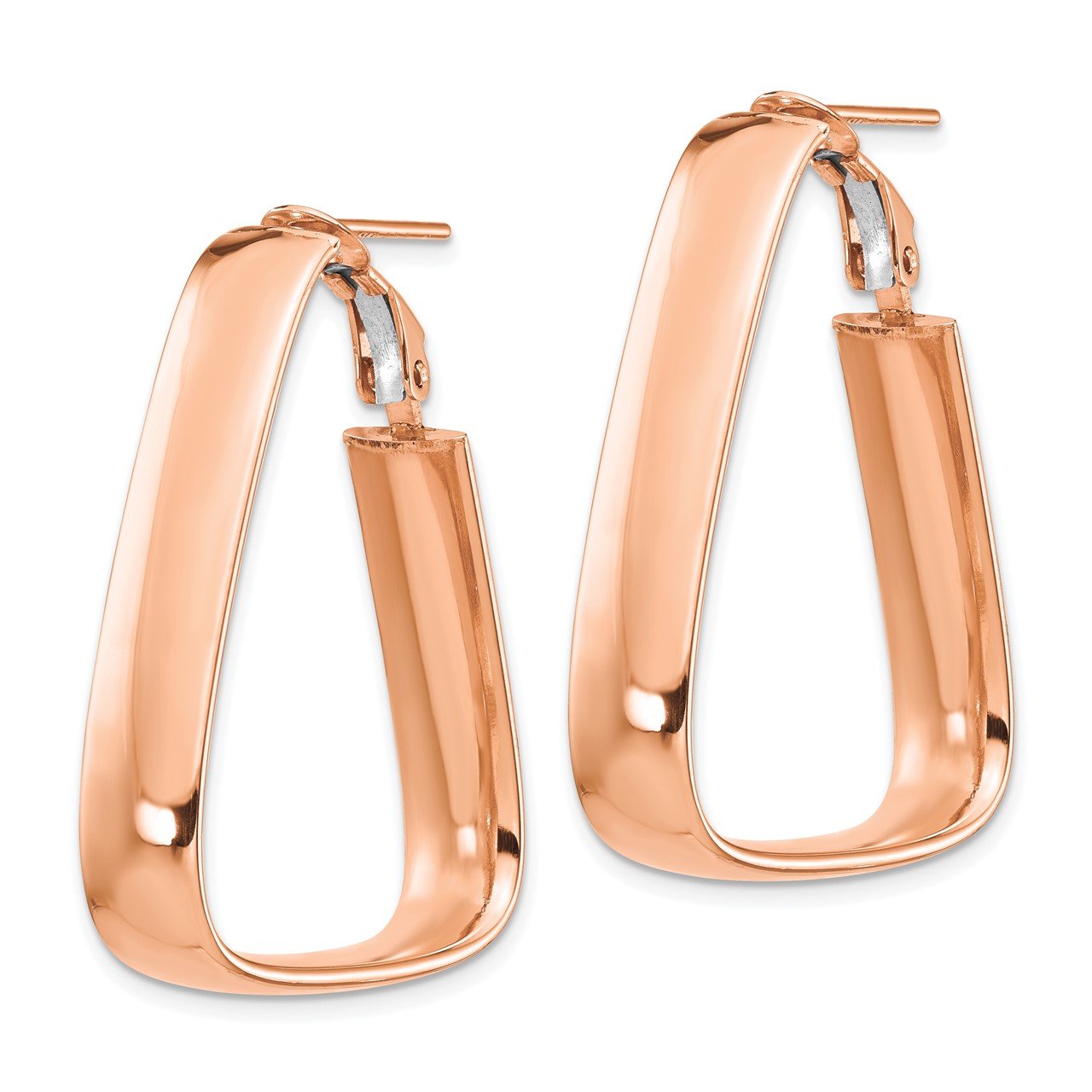 Leslie's 14K Rose Gold 6.75mm Triangle Omega Back Hoop Earrings-1