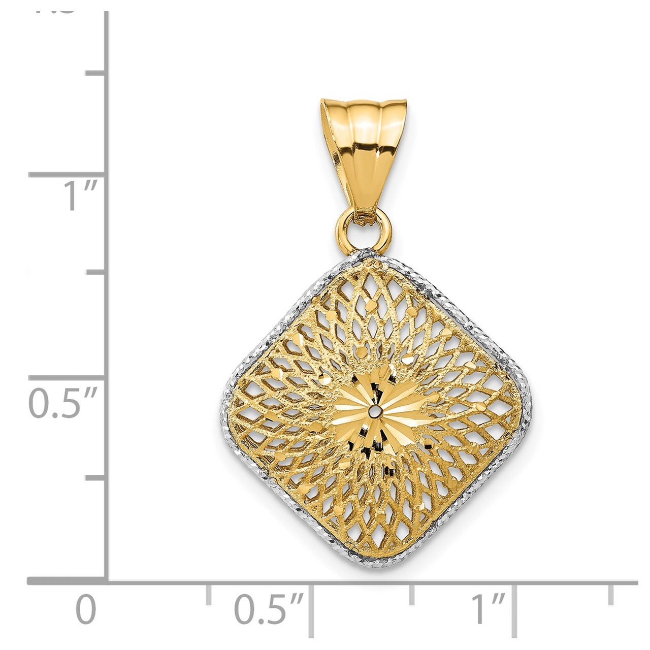 Leslie's 14k Rhodium-plated D/C Filigree Square Pendant-3