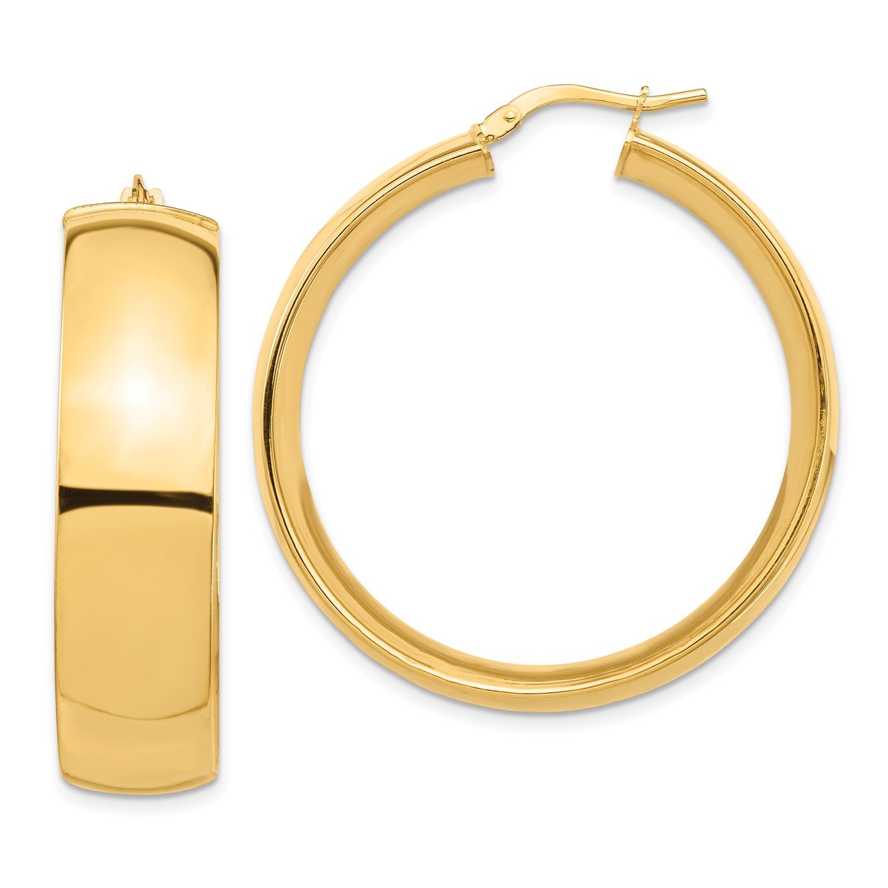 14k High Polished Large 10mm Hoop Earrings