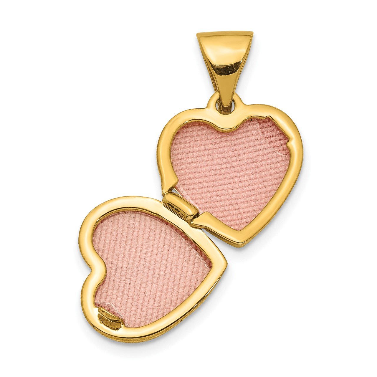 14K with Rhodium 11mm Clover Heart Locket Pendant-2