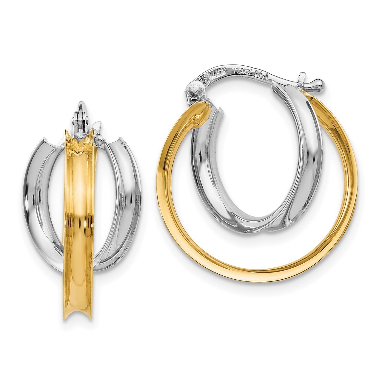 Leslie's 14k Two-tone Polished Double Twist Circle Hoop Earrings