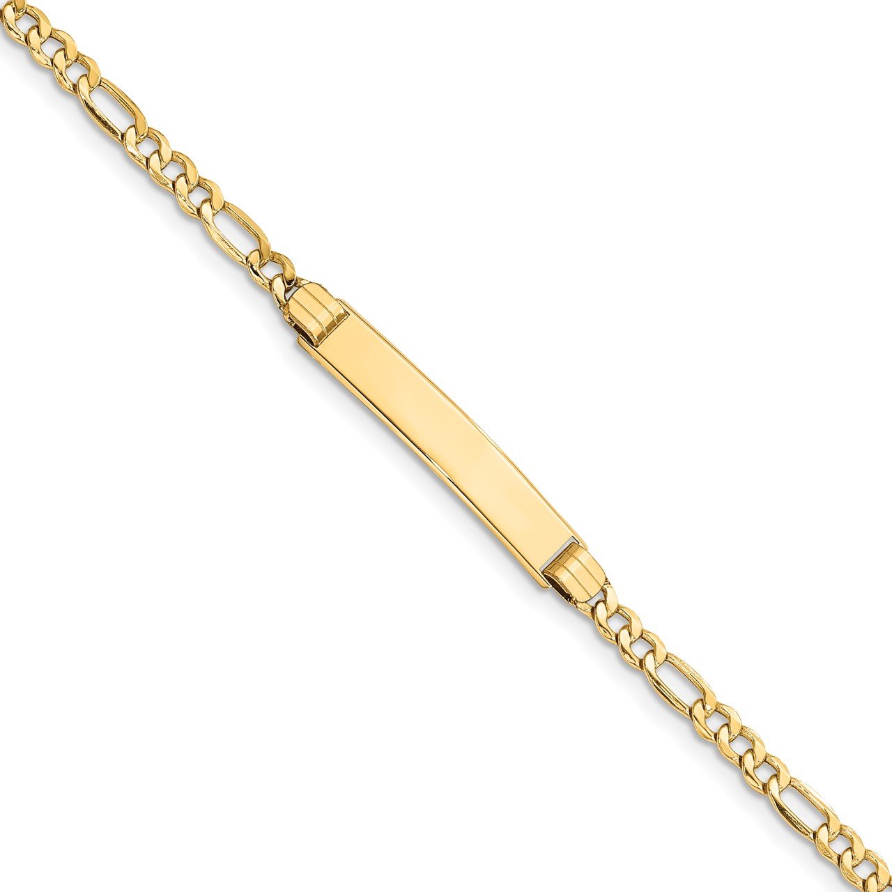 14k Semi-solid Polished Figaro Link ID Bracelet