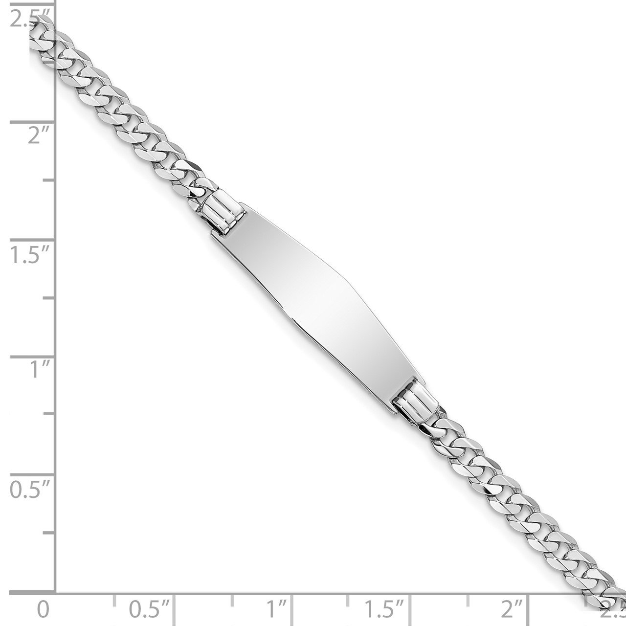 14k WG Soft Diamond Shape Flat Curb Link ID Bracelet-2
