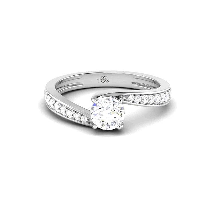 14K White Gold Natural Diamond Engagement Ring (Center Stone Not Included)-1