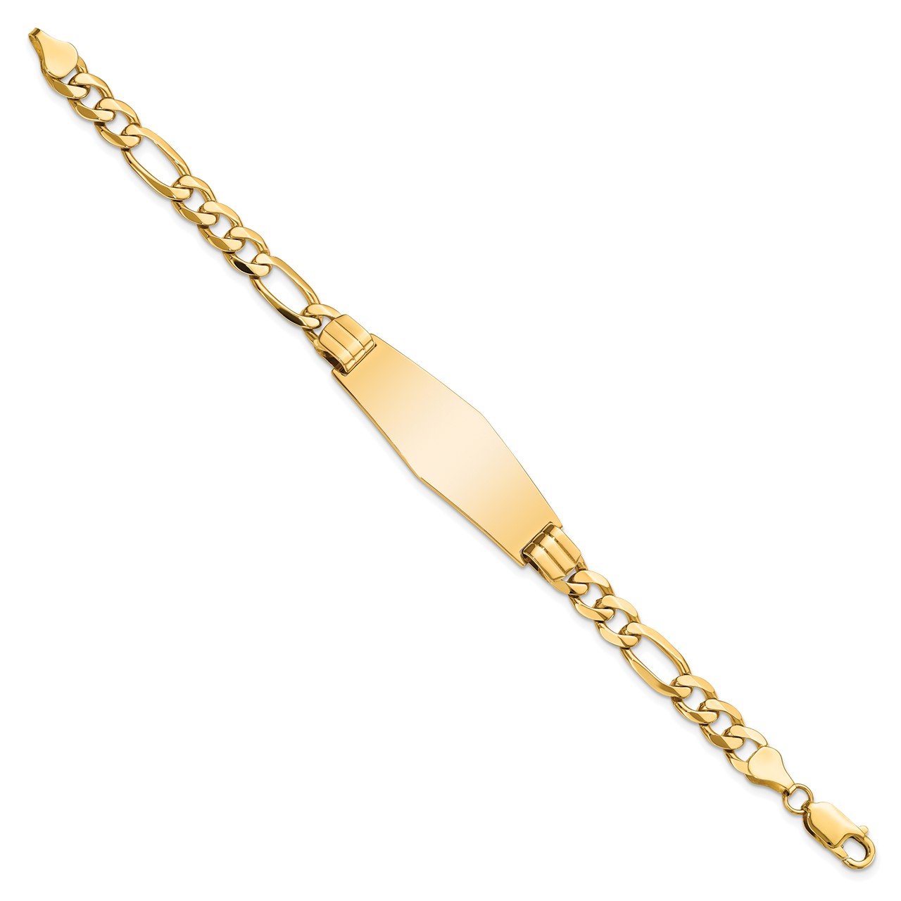 14k Flat Figaro Link Soft Diamond Shape ID Bracelet-1