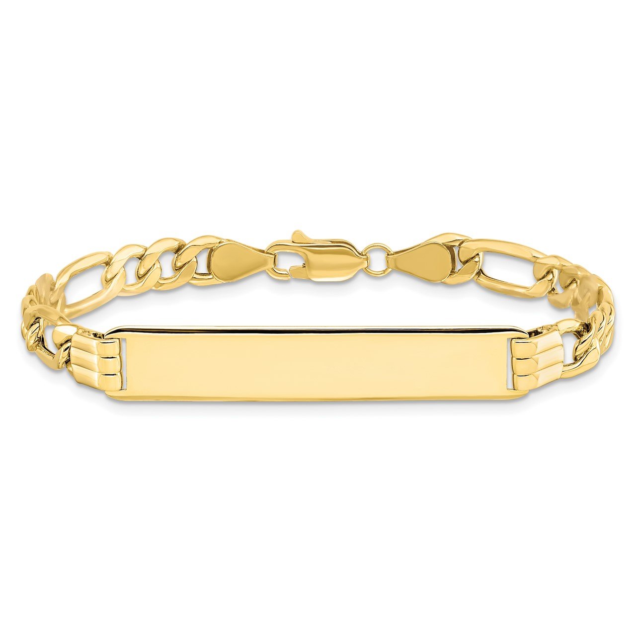 10k Semi-solid Figaro Link ID Bracelet-2