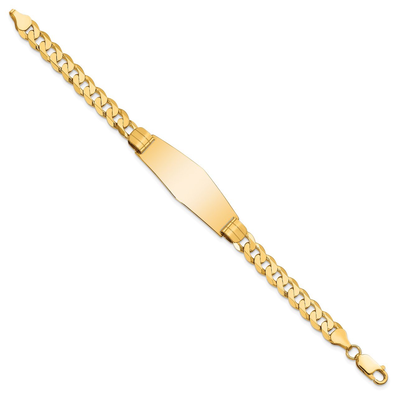 14K Curb Link Soft Diamond Shape ID Bracelet-1