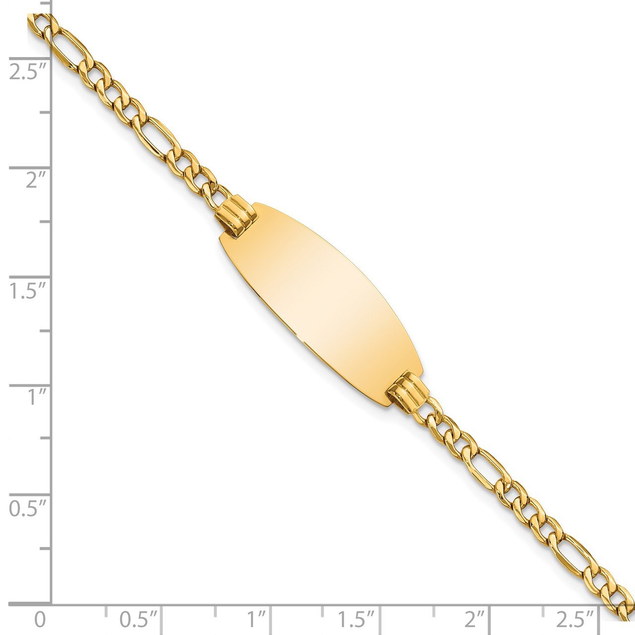 14k Semi-Solid Oval ID Figaro Bracelet-2