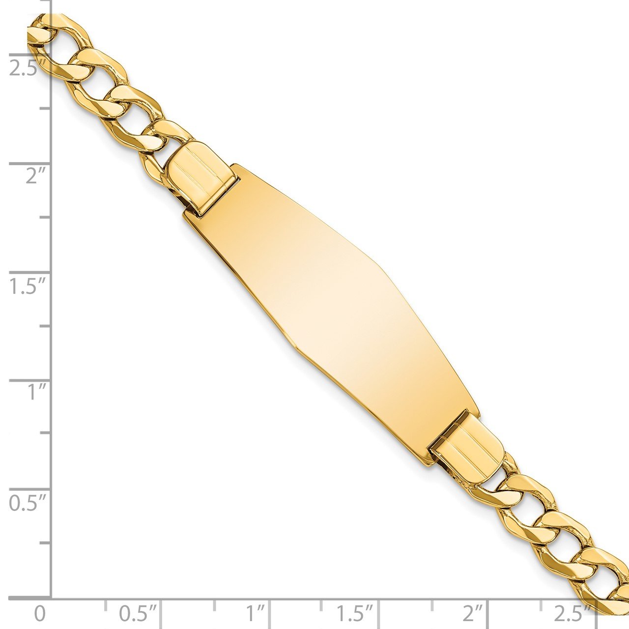 14k Semi-solid Soft Diamond Shape Curb Link ID Bracelet-3