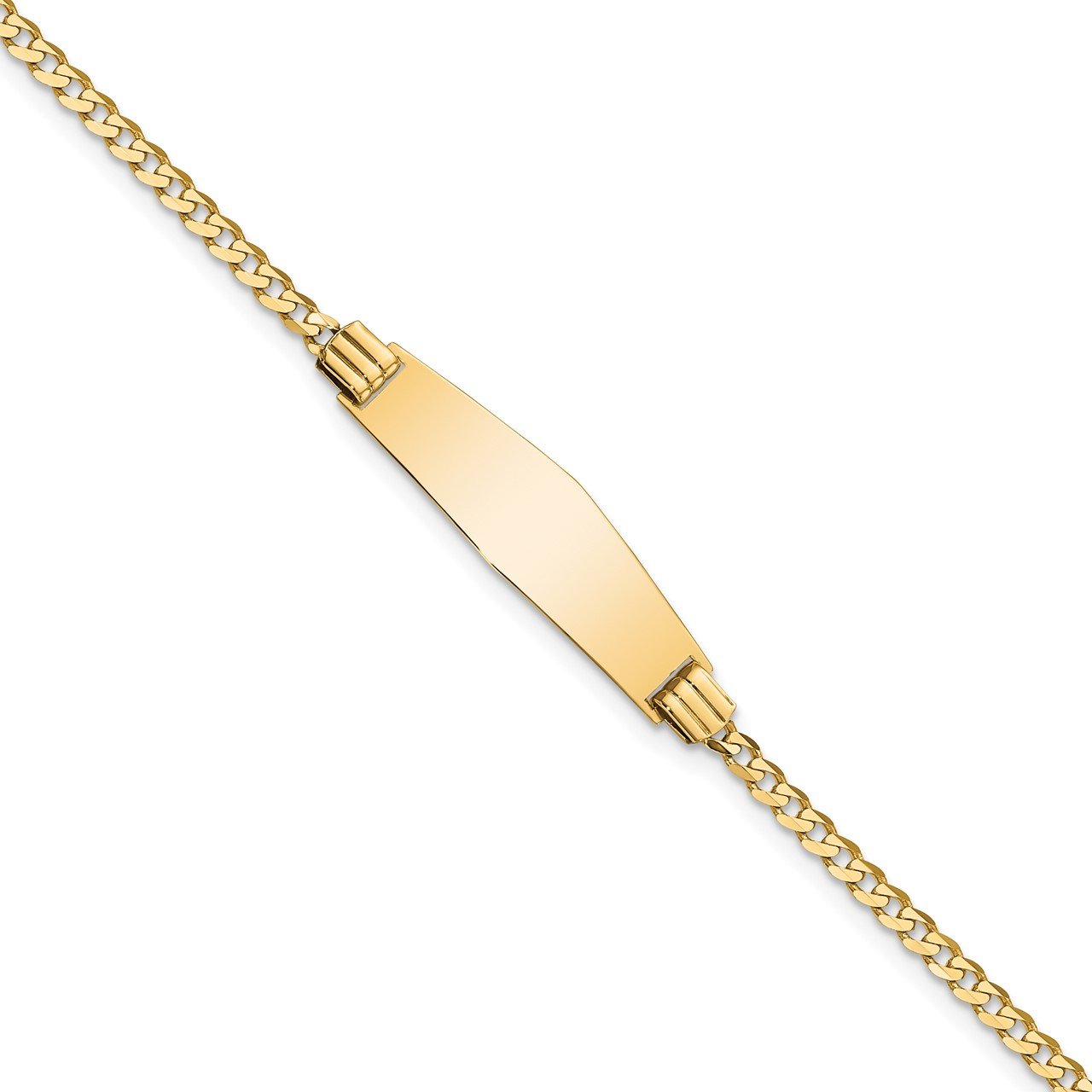 14k Soft Diamond Shape Curb Link ID Bracelet