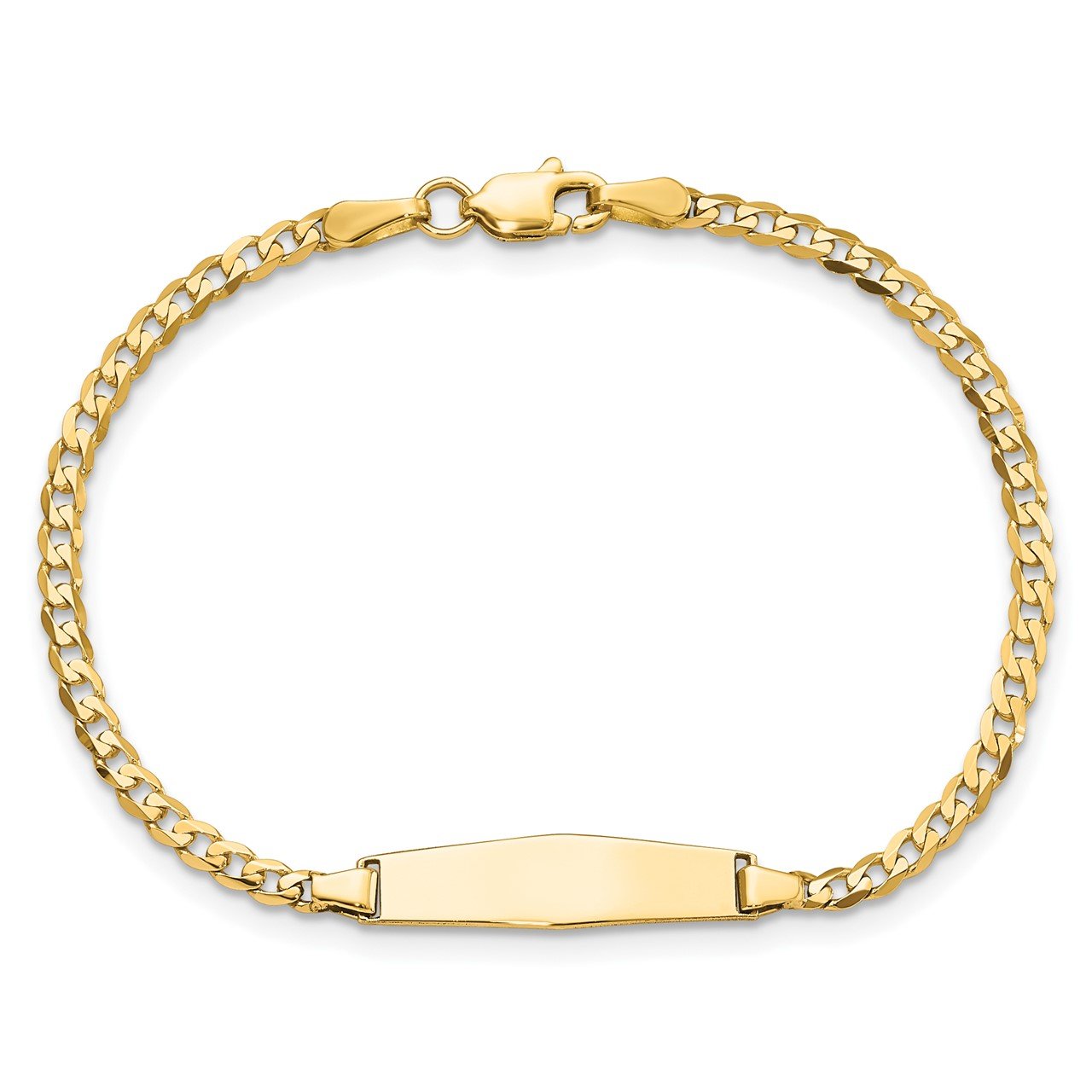 14k Soft Diamond Shape Curb Link ID Bracelet-3