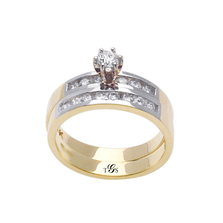 14K Two Tone Gold Wedding Band Set