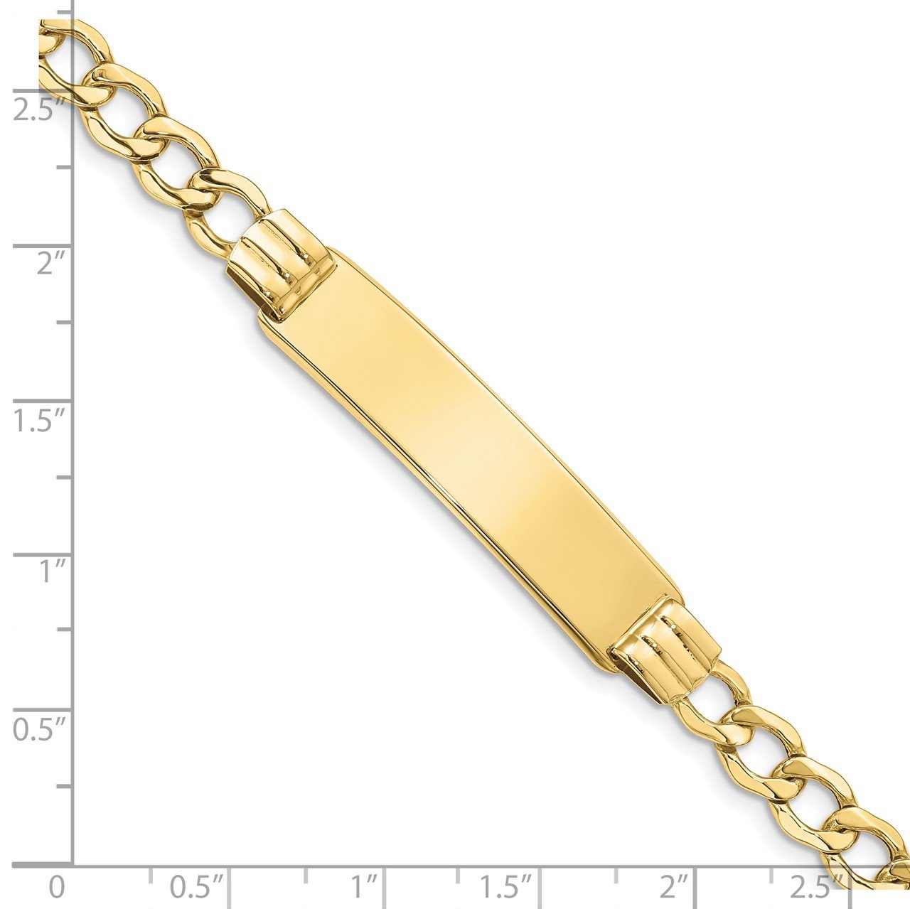 10k Semi-solid Curb Link ID Bracelet-2