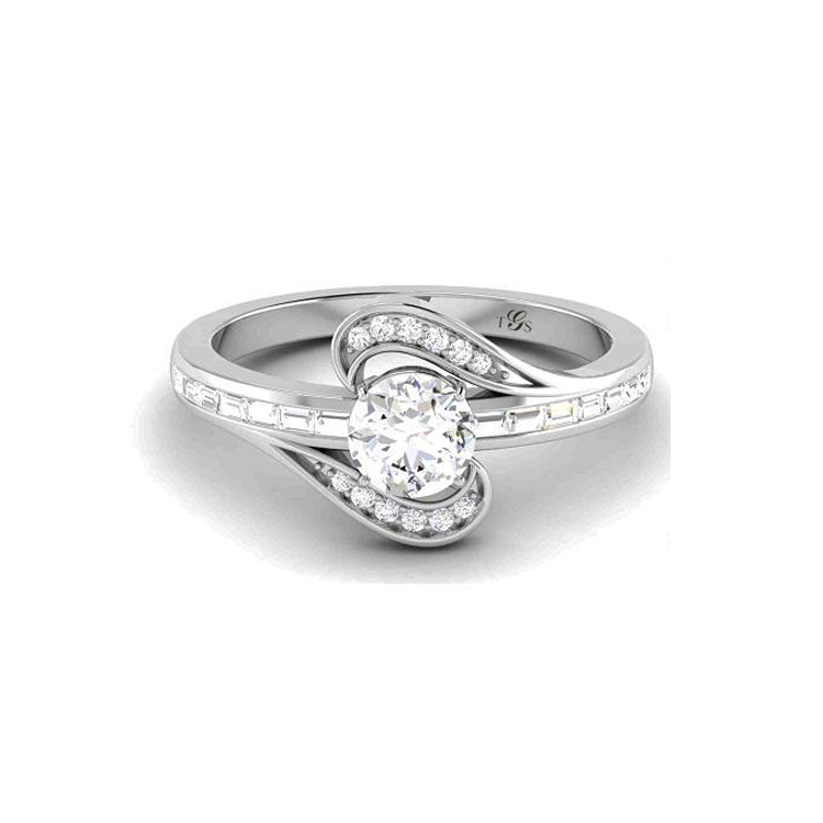 14K White Gold Natural Diamond Engagement Ring (Center Stone Not Included)-2