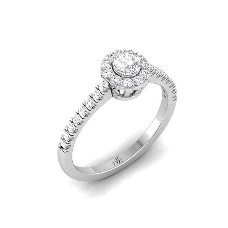 14K White Gold Diamond Engagement Ring