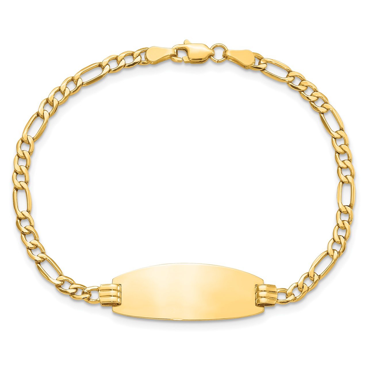 14k Semi-Solid Oval ID Figaro Bracelet-3
