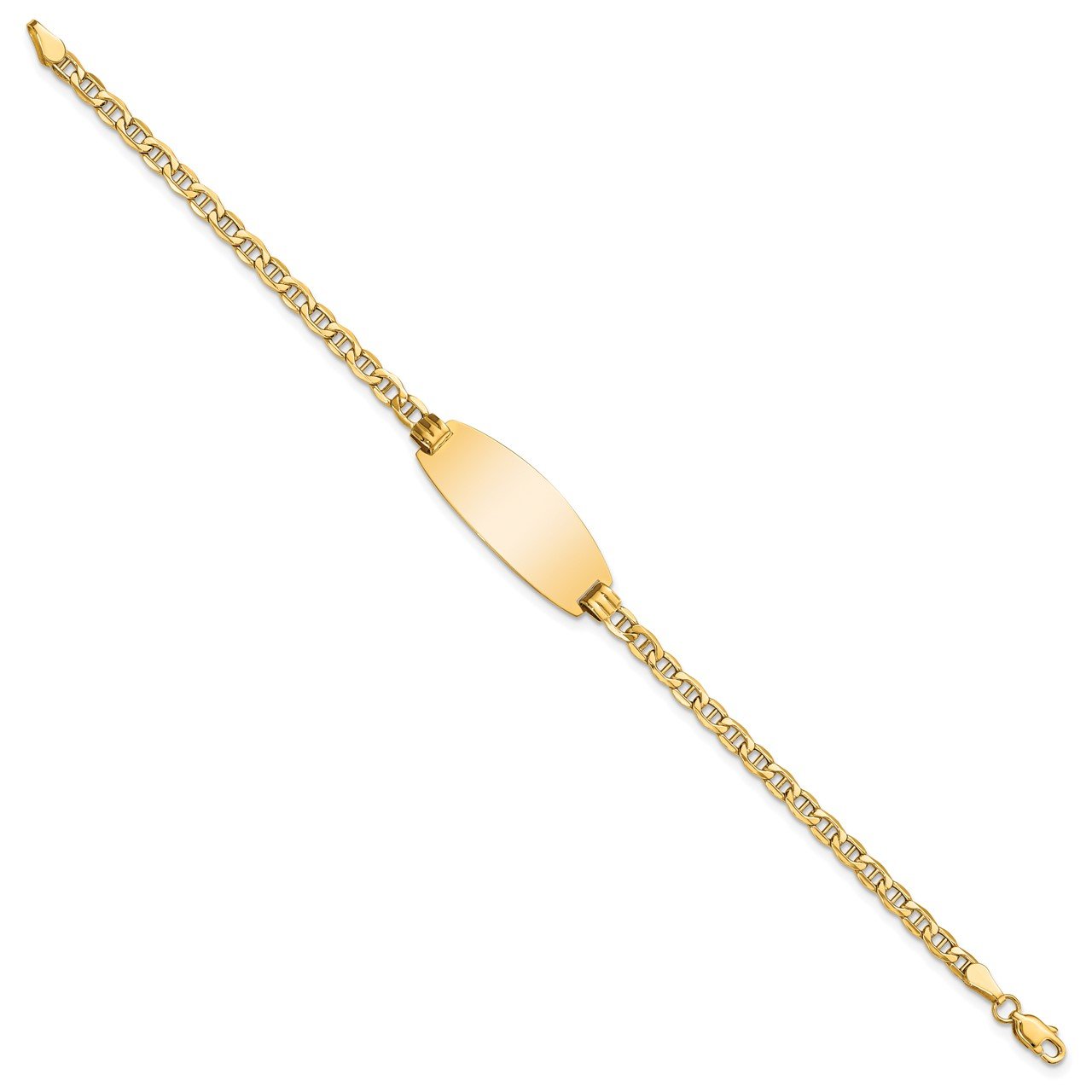 14k Semi-Solid Oval Anchor ID Bracelet-1