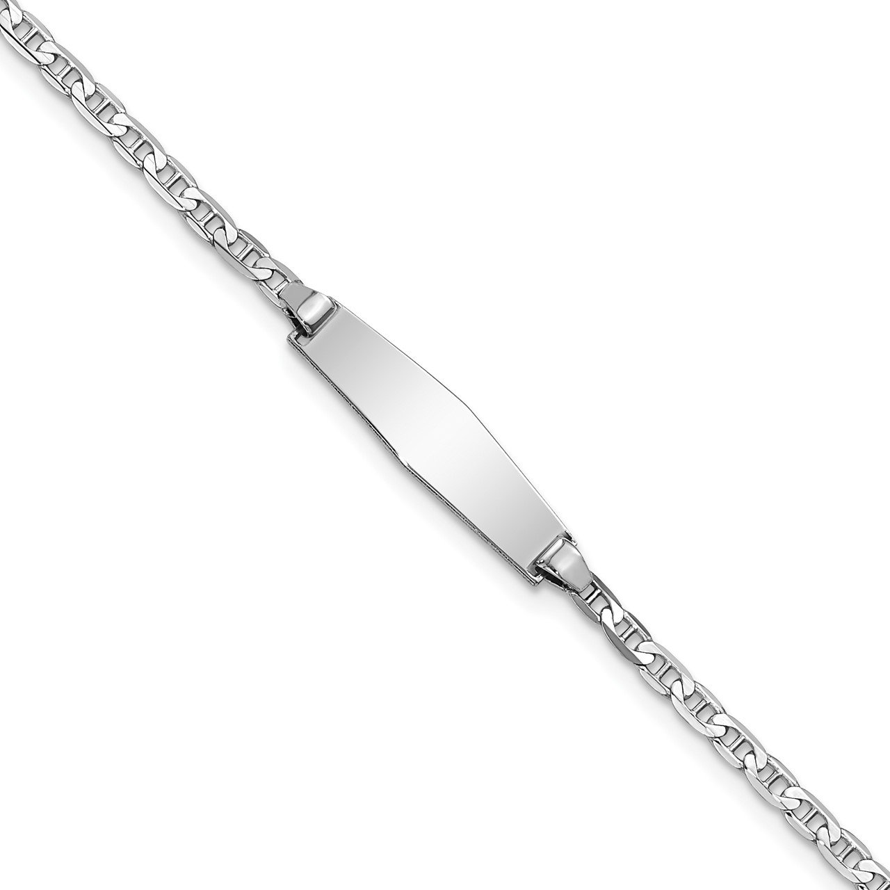 14k WG Soft Diamond Shape Anchor Link ID Bracelet