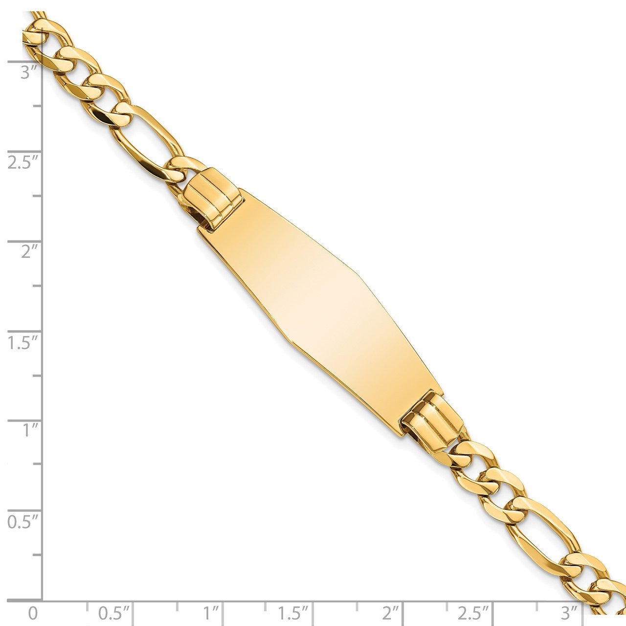 14k Flat Figaro Link Soft Diamond Shape ID Bracelet-2
