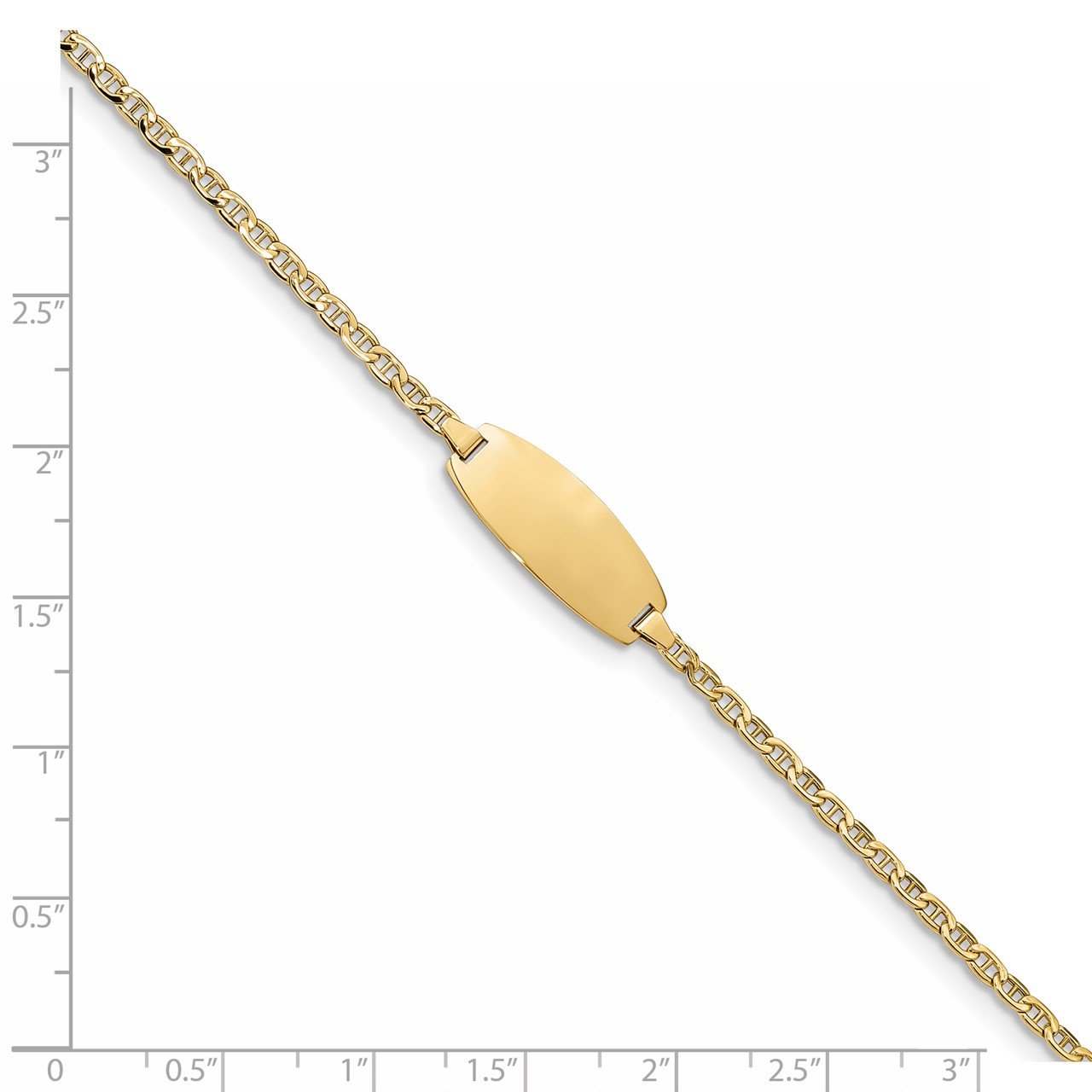 14k Semi-Solid Oval Anchor ID Bracelet-2