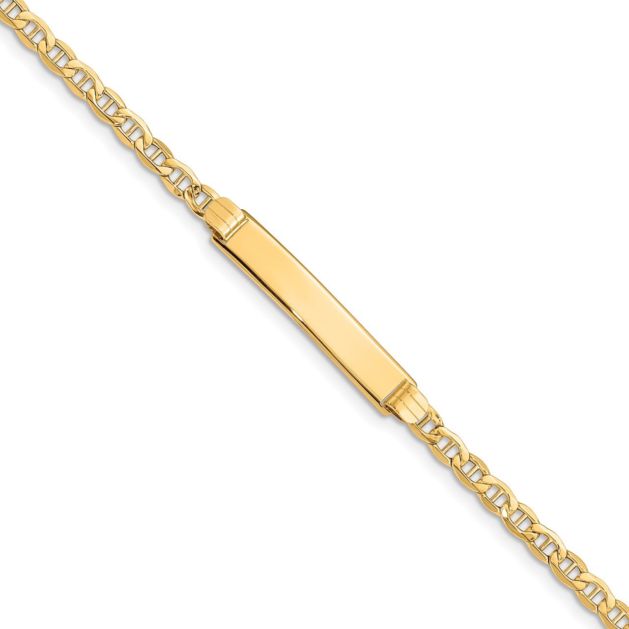 14k Semi-solid Anchor Link ID Bracelet