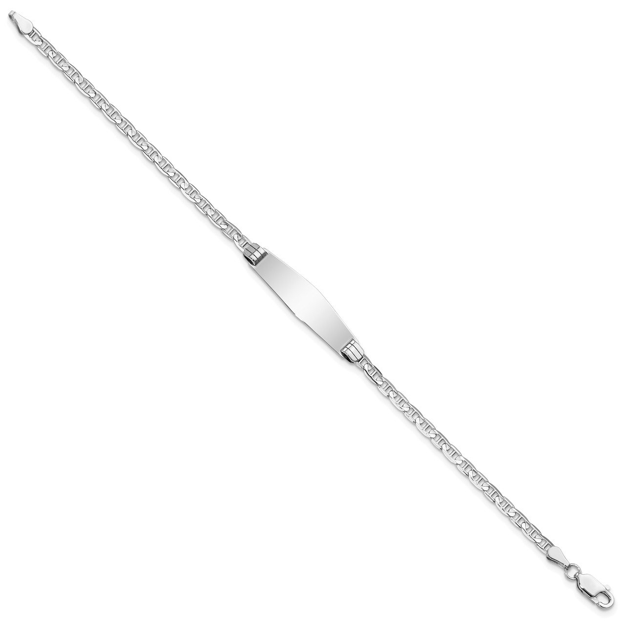 14K WG Soft Diamond Shape Anchor Link ID Bracelet-1