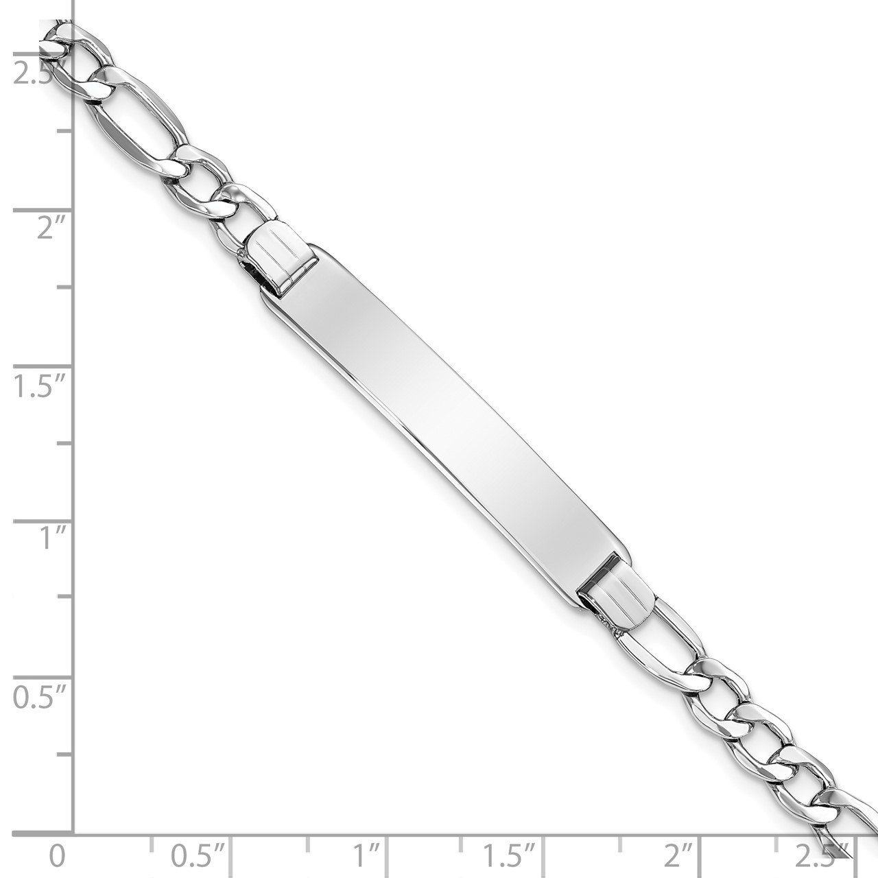 14K WG Polished Semi-Solid Figaro ID Bracelet-2