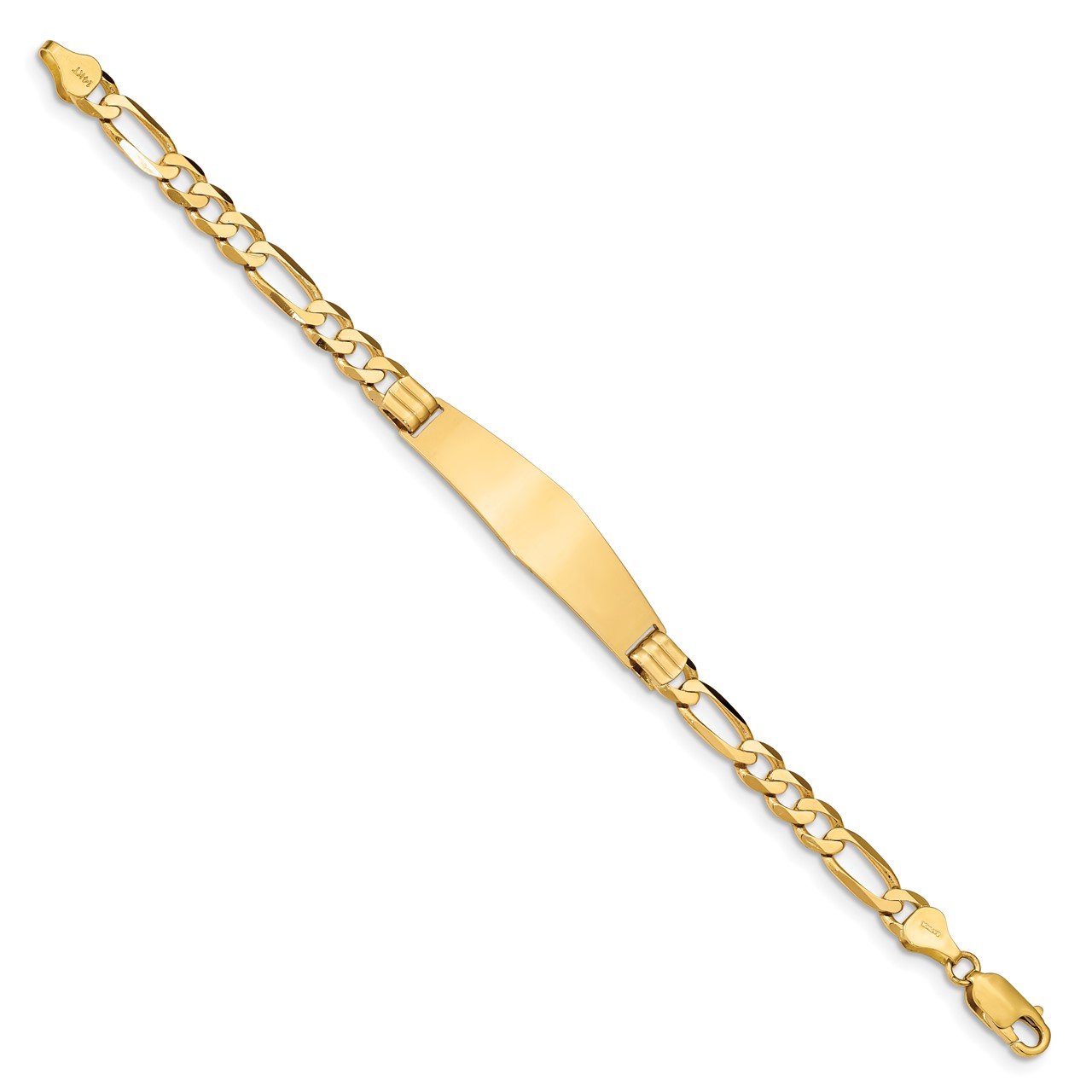 14k Figaro Soft Diamond Shape ID Bracelet-1