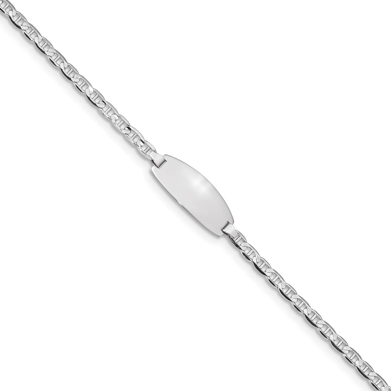 14k White Gold Oval Anchor ID Bracelet