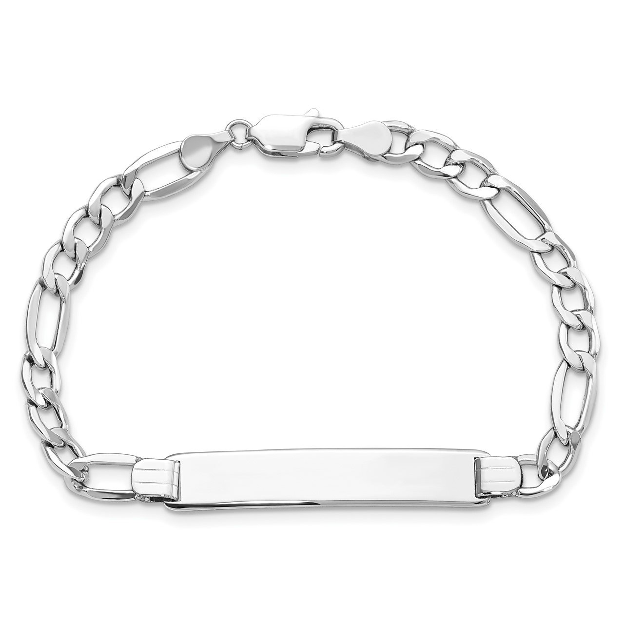 14K WG Polished Semi-Solid Figaro ID Bracelet-3