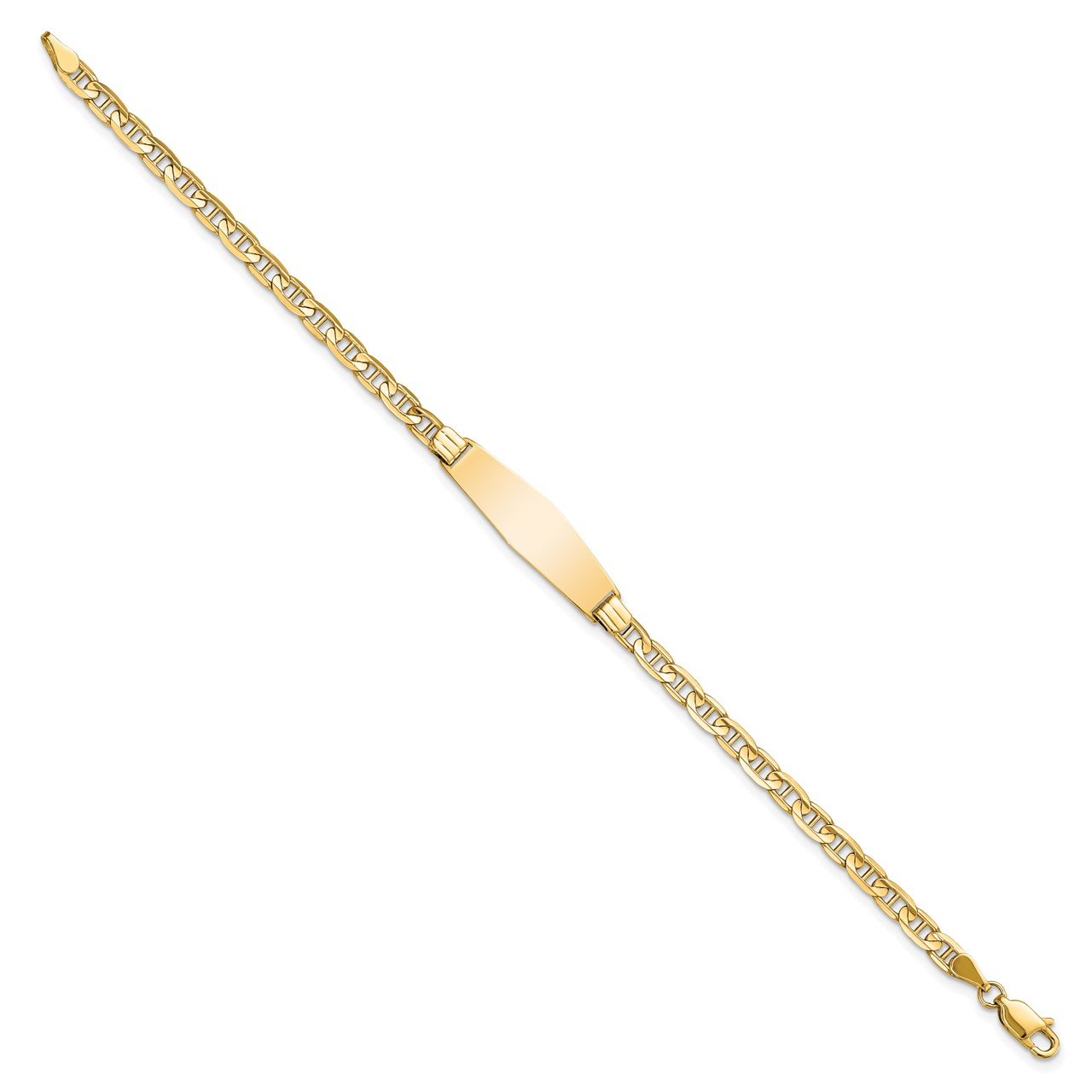 14K Soft Diamond Shape Anchor Link ID Bracelet-1