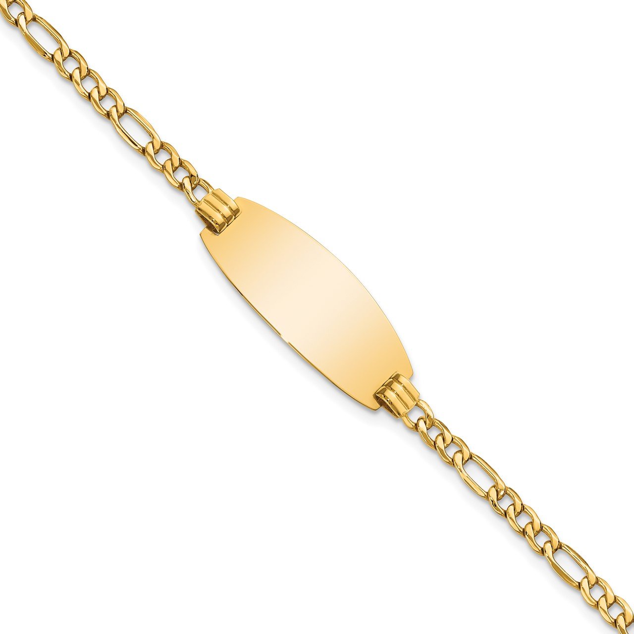 14k Semi-Solid Oval ID Figaro Bracelet