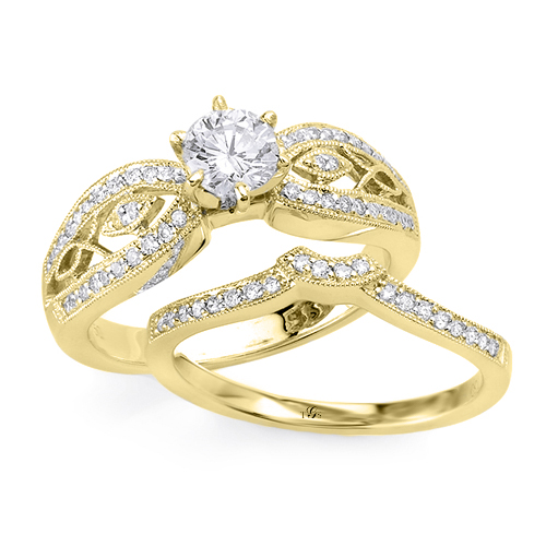 14K White Gold Natural Diamond Wedding Set (Center Stone Not Included)-2