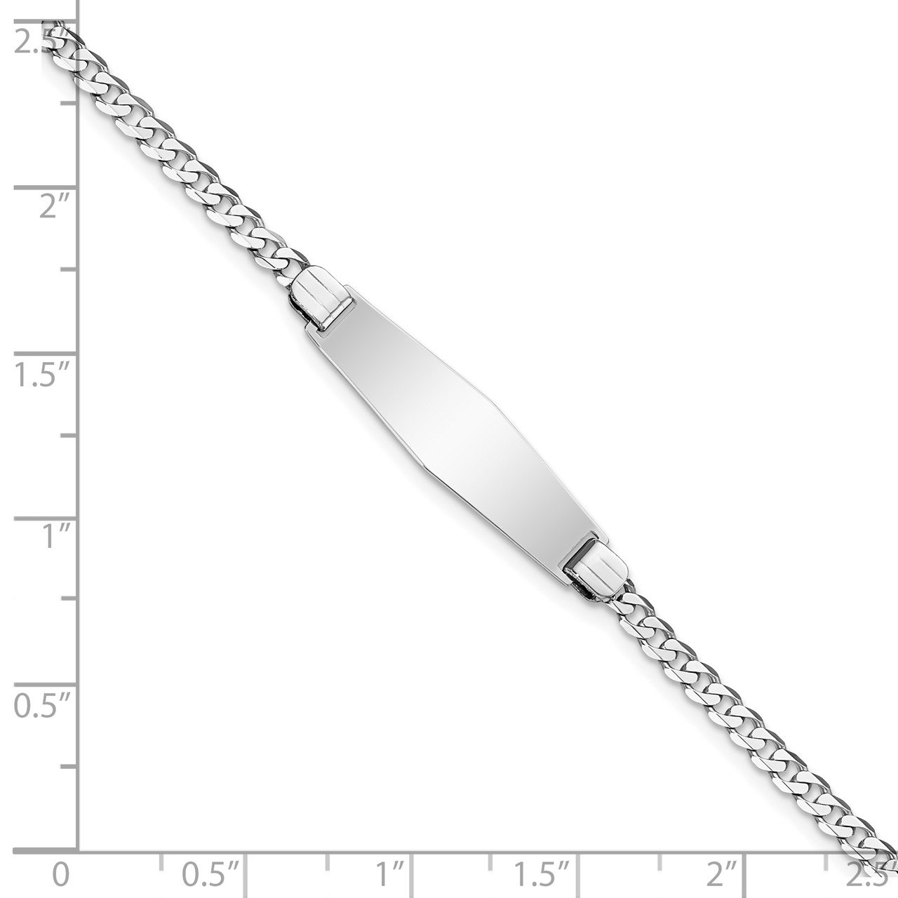 14k WG Flat Curb Link Soft Diamond Shape ID Bracelet-2