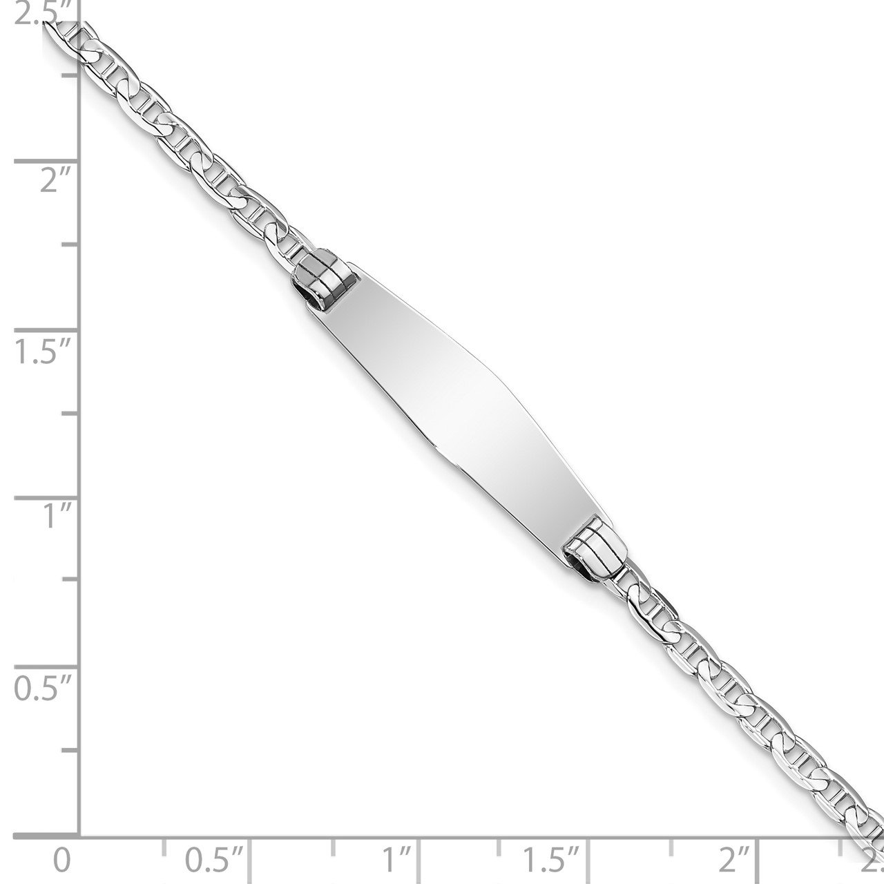 14K WG Soft Diamond Shape Anchor Link ID Bracelet-2