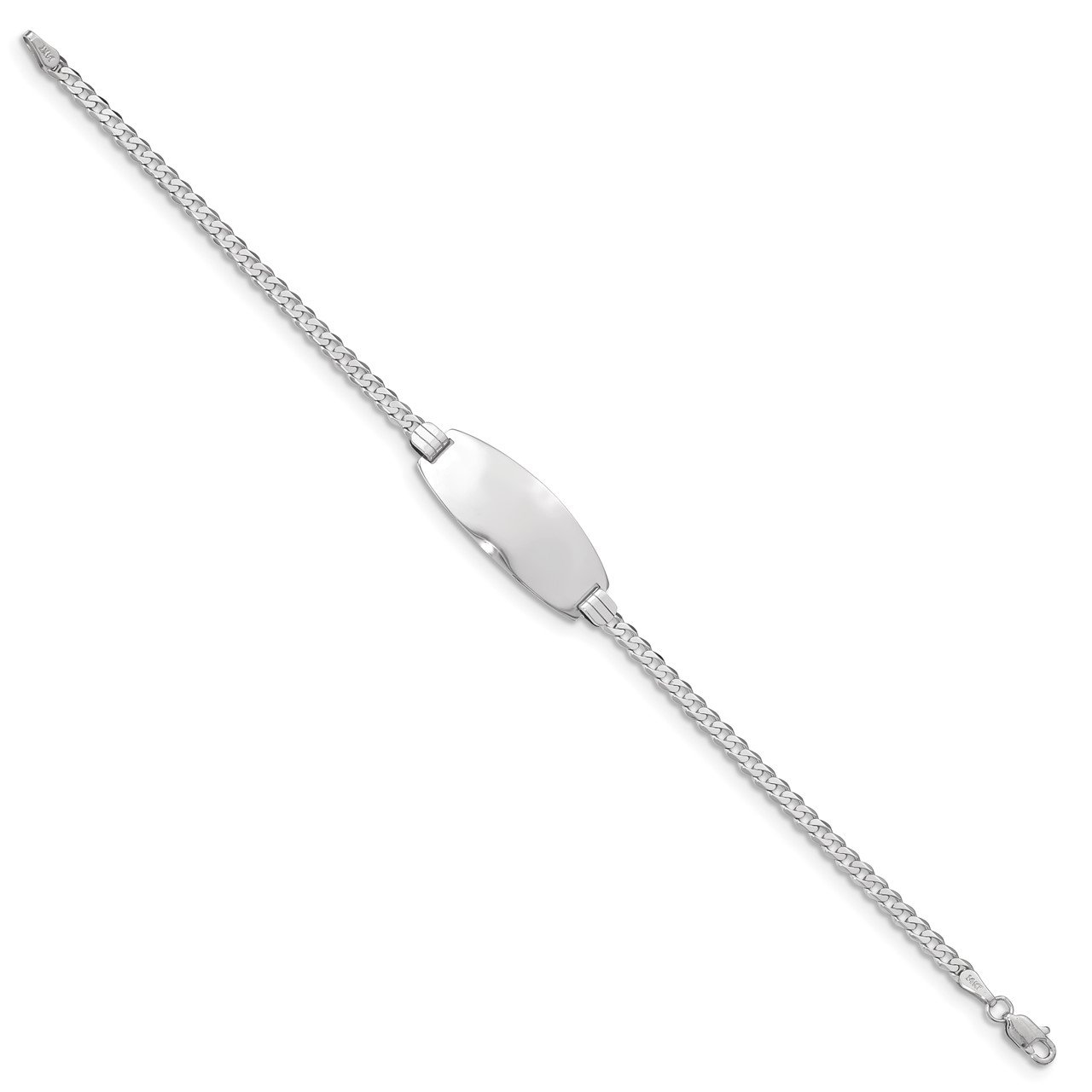 14k White Gold Oval Curb ID Bracelet-1