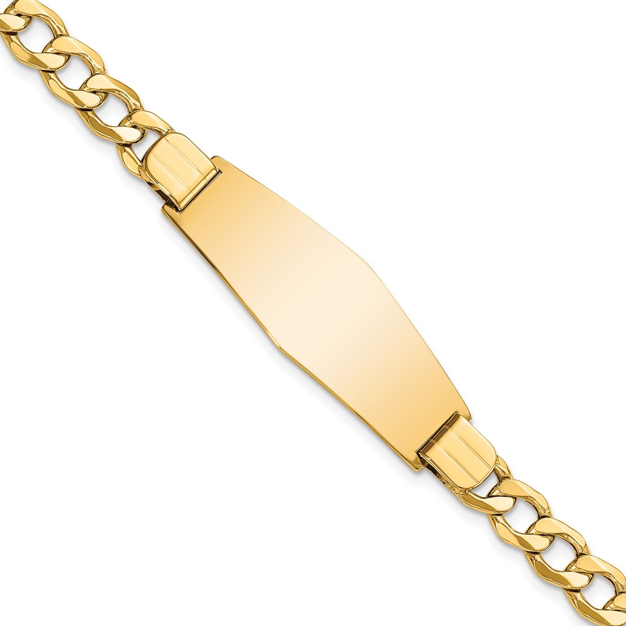 14k Semi-solid Soft Diamond Shape Curb Link ID Bracelet-0