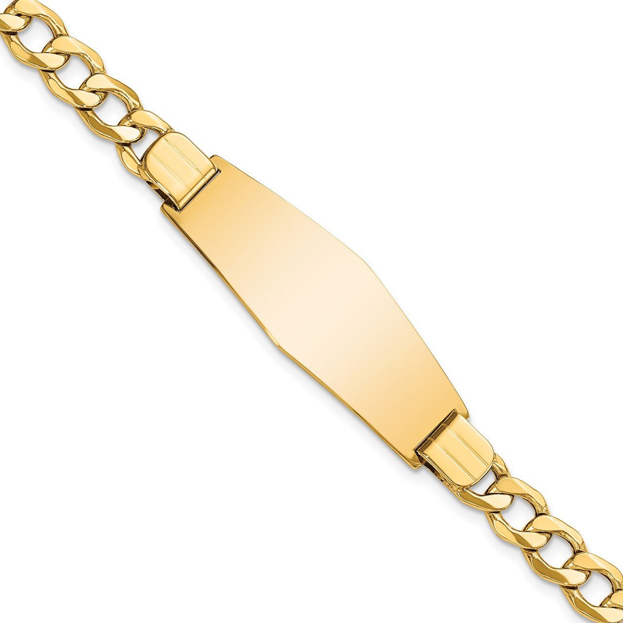 14k Semi-solid Soft Diamond Shape Curb Link ID Bracelet