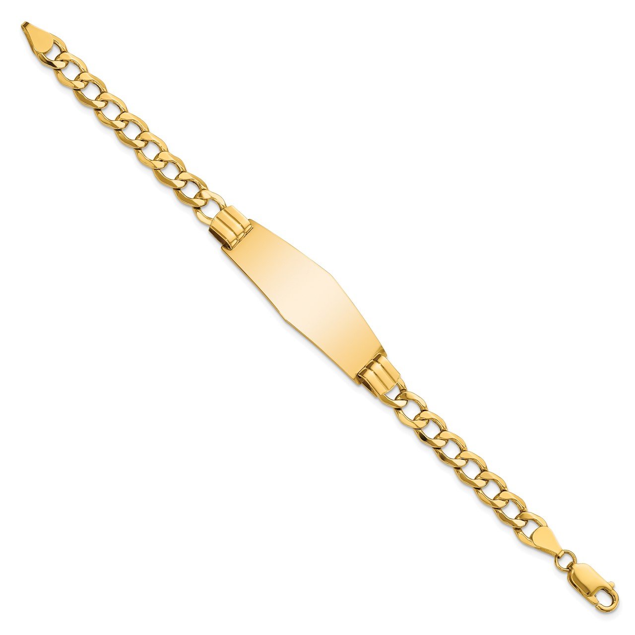 14k Semi-Solid Soft Diamond Shape Curb Link ID Bracelet-1