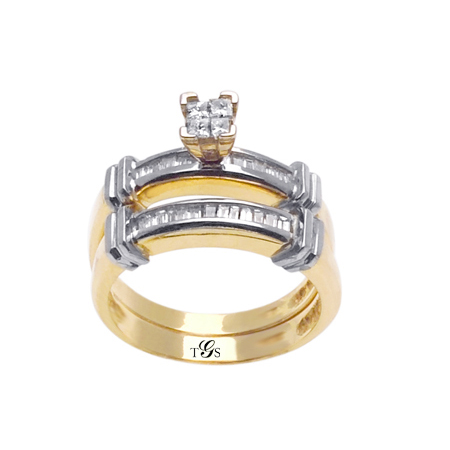 14K Two-Tone Wedding Set