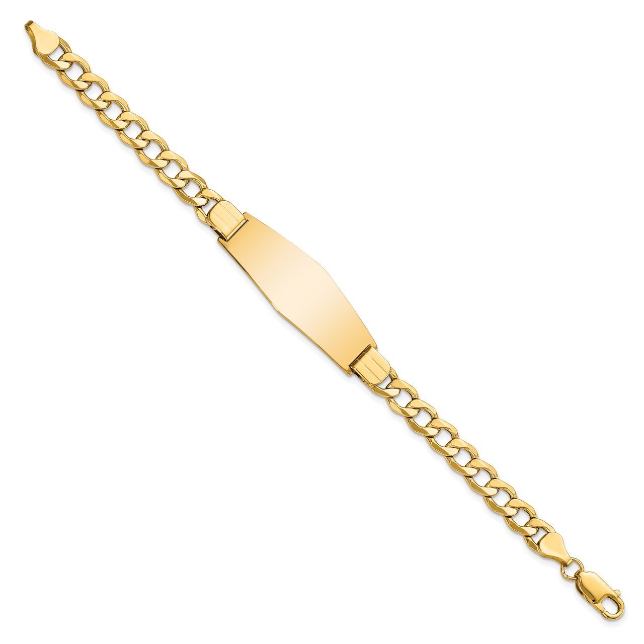 14k Semi-solid Soft Diamond Shape Curb Link ID Bracelet-1