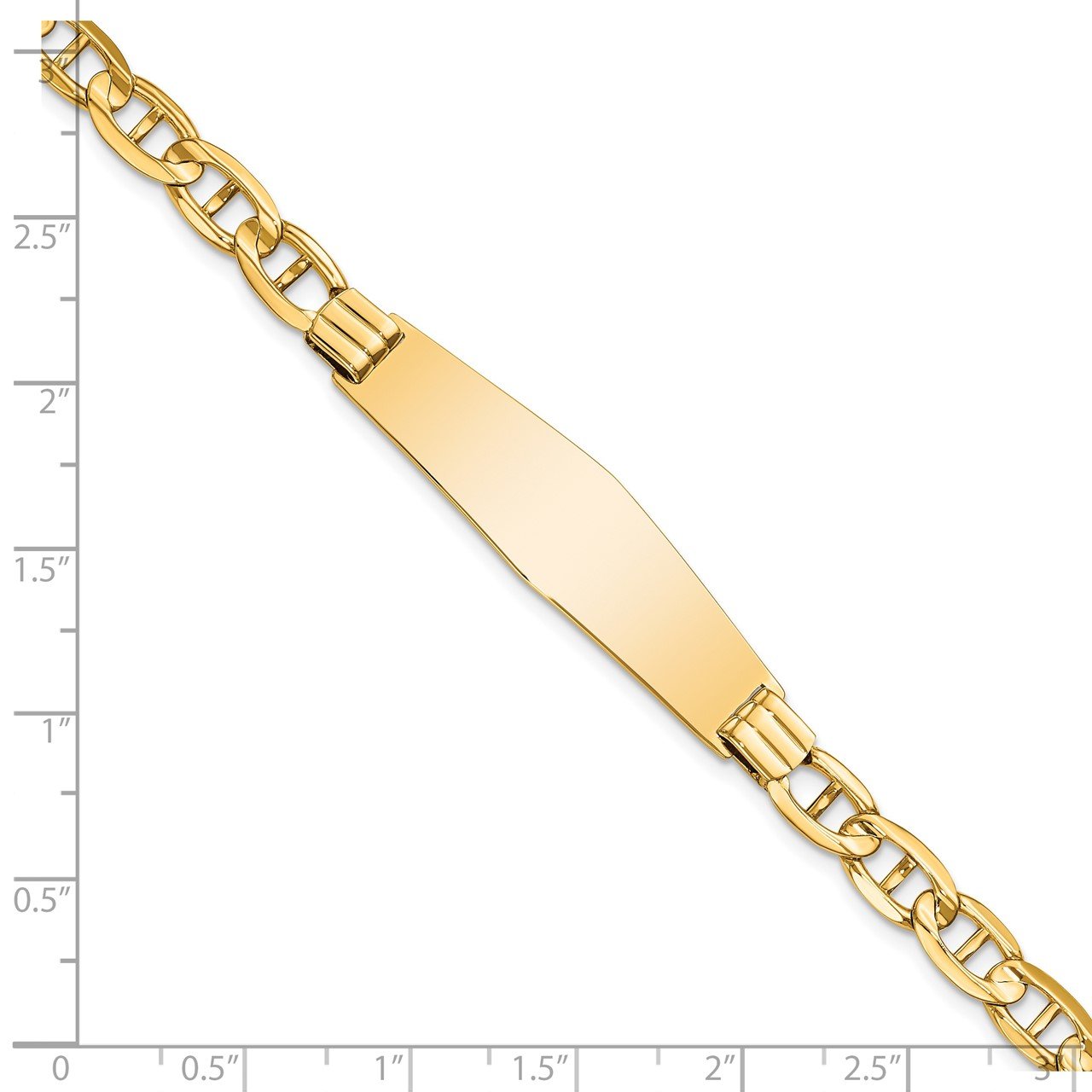 14k Anchor Link Soft Diamond Shape ID Bracelet-2