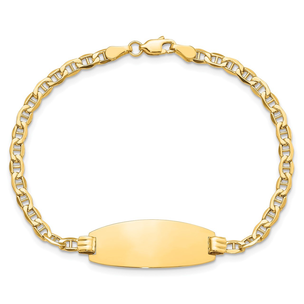 14k Semi-Solid Oval Anchor ID Bracelet-3